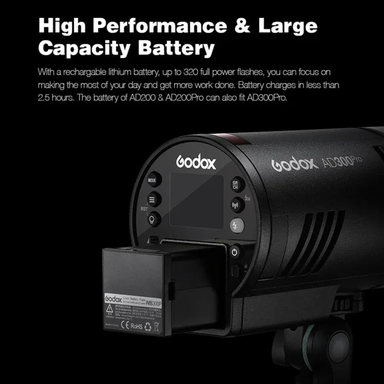 Godox AD300 Pro 300Ws TTL HSS فلاش جيب إضاءة سريعة خارجية، AD300 Pro