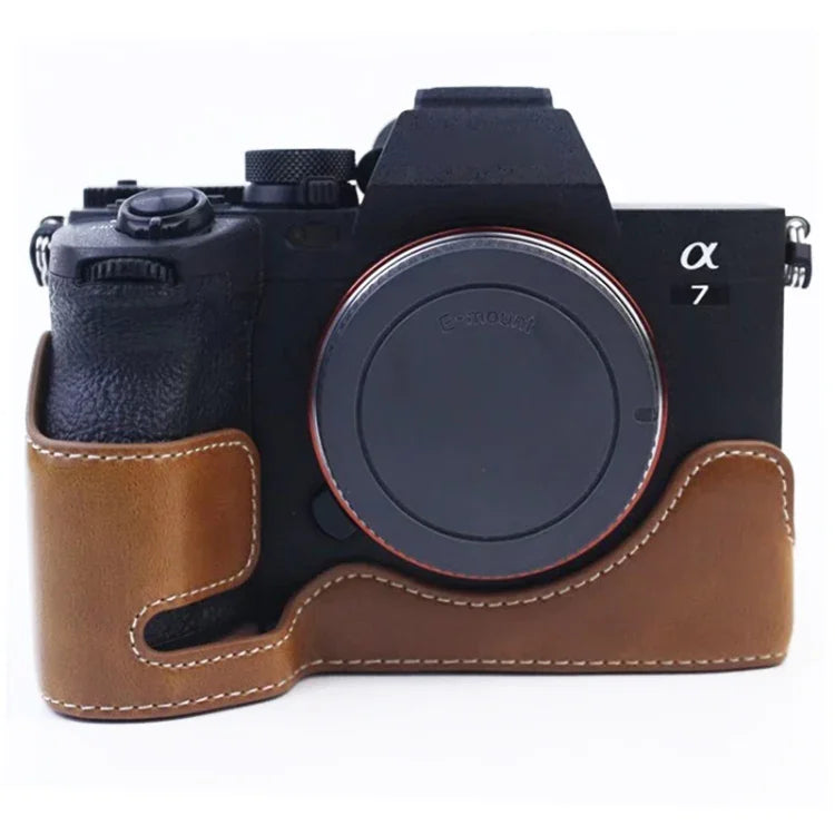 قاعدة حافظة نصفية من جلد PU مع خيط 1/4 إنش لكاميرا Sony A7 IV، لـ Sony A7 IV