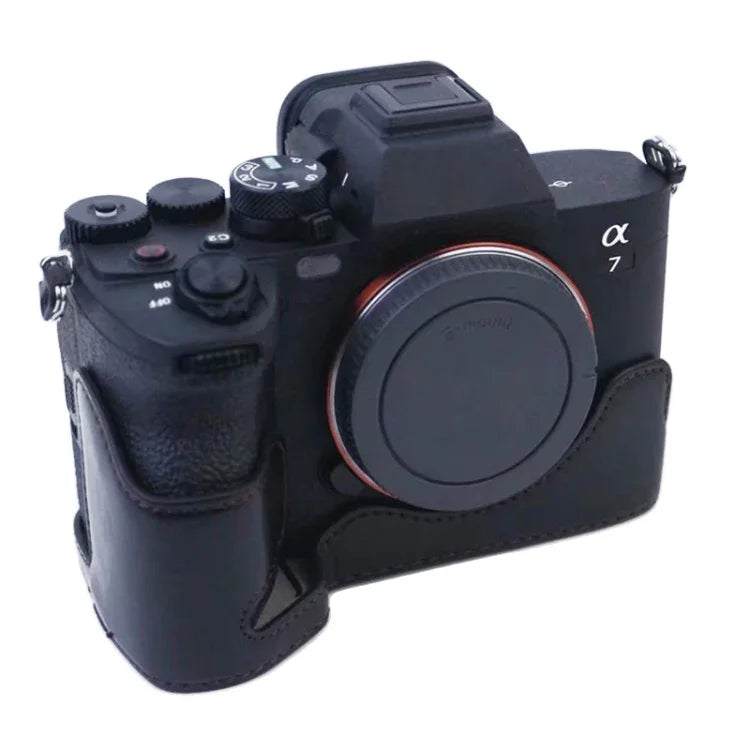 قاعدة حافظة نصفية من جلد PU مع خيط 1/4 إنش لكاميرا Sony A7 IV، لـ Sony A7 IV