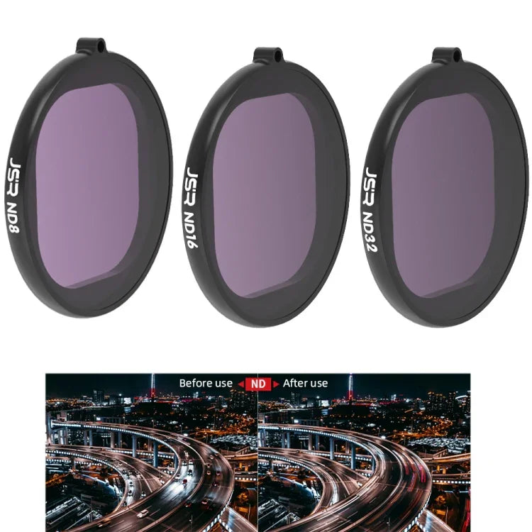 فلتر عدسة JSR بغطاء دائري 3 في 1 ND8+ND16+ND32 لكاميرا GoPro HERO8 Black، عدسة ND 3 في 1
