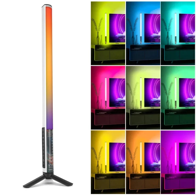 مصباح تعبئة فيديو وصور يدوي LED ملون RGB بطول 50 سم مع ترايبود من LUXCeO Mood1، 50 سم مع ترايبود