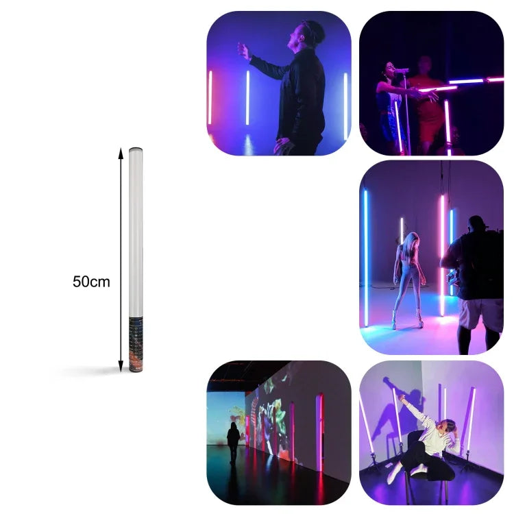 مصباح تعبئة فيديو وصور يدوي LED ملون RGB بطول 50 سم مع ترايبود من LUXCeO Mood1، 50 سم مع ترايبود