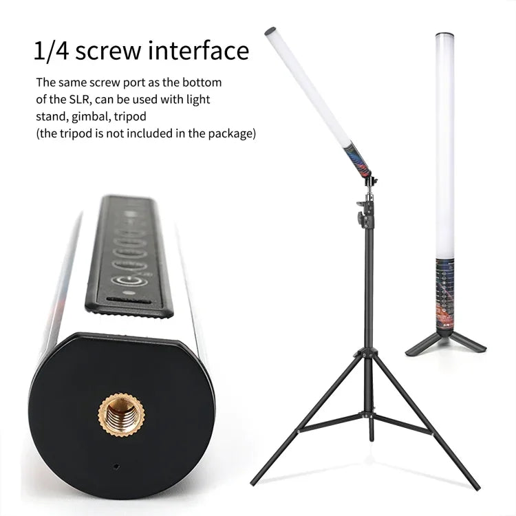 مصباح تعبئة فيديو وصور يدوي LED ملون RGB بطول 50 سم مع ترايبود من LUXCeO Mood1، 50 سم مع ترايبود