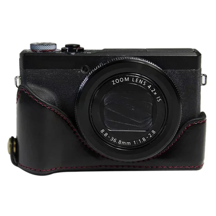 غطاء نصف كاميرا من جلد PU مع خيط 1/4 بوصة لكانون G7 X Mark III / G7 X3، لكانون G7 X Mark III / G7 X3، لكانون G7 X Mark III