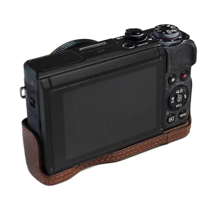 غطاء نصف كاميرا من جلد PU مع خيط 1/4 بوصة لكانون G7 X Mark III / G7 X3، لكانون G7 X Mark III / G7 X3، لكانون G7 X Mark III