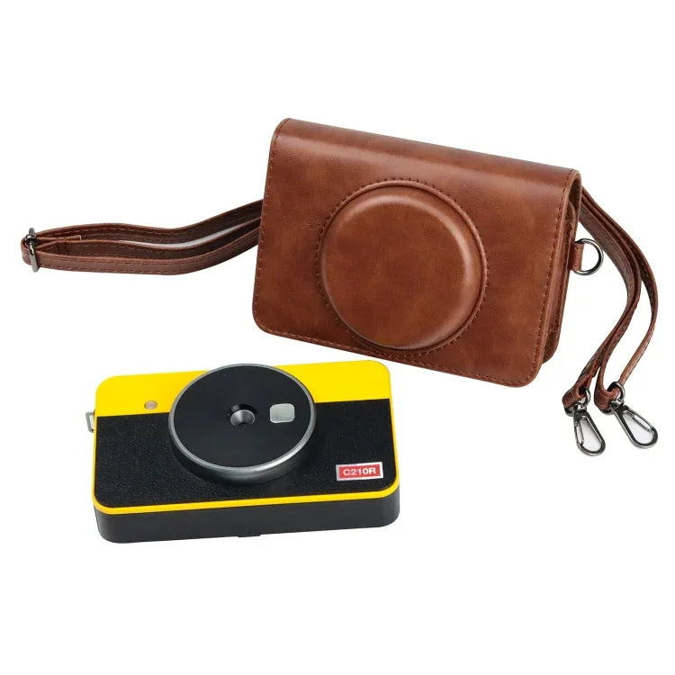 غطاء حقيبة كاميرا كامل الجسم من جلد PU مع حزام لجهاز Kodak Mini Shot2 Retro / C210R instax، لجهاز Kodak Mini Shot2 Retro / C210R