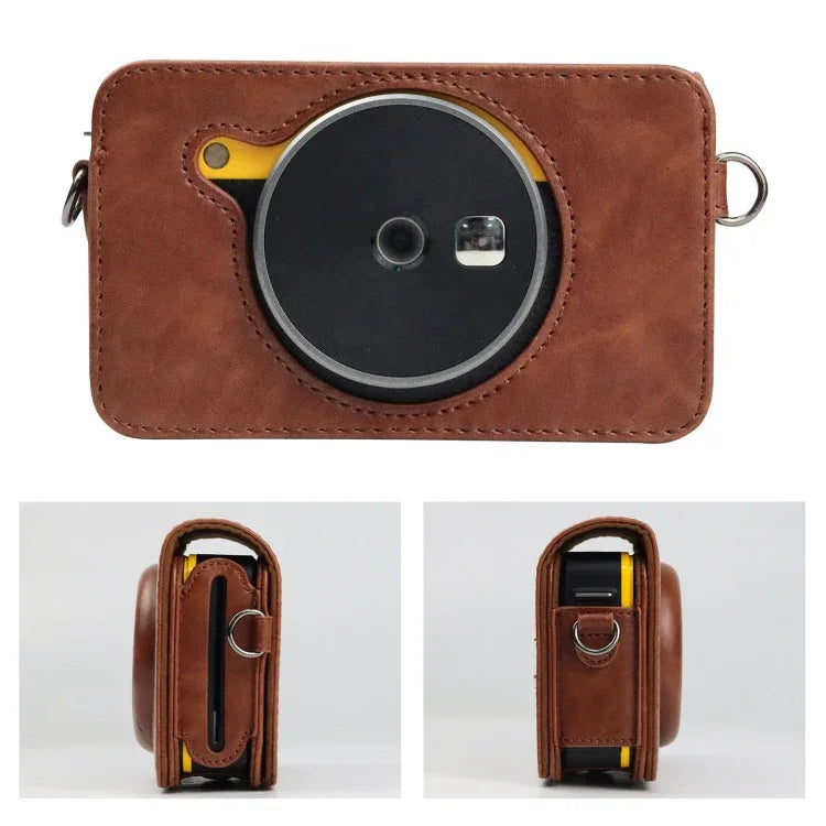 غطاء حقيبة كاميرا كامل الجسم من جلد PU مع حزام لجهاز Kodak Mini Shot2 Retro / C210R instax، لجهاز Kodak Mini Shot2 Retro / C210R