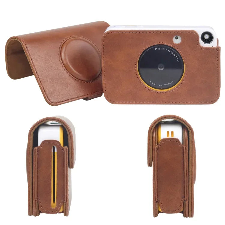 غطاء حقيبة كاميرا كامل الجسم من جلد PU مع حزام لجهاز Kodak PRINTOMATIC، لجهاز Kodak PRINTOMATIC