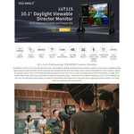 شاشة مراقبة ميدانية DSLR بقياس 10.1 بوصة فائقة السطوع 2000 نت تعمل باللمس من FEELWORLD طراز LUT11S، مدخل ومخرج 3G-SDI 4K HDMI، لوحة IPS بدقة 1920 × 1200، LUT11S
