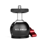 محول رأس كرة معدني بزاوية 360 درجة لحامل ثلاثي القوائم YELANGU للسيارة الدوارة، محول رأس كرة