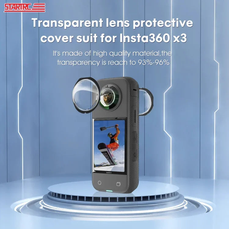 غطاء حماية عدسة PC لـ Insta360 X3 STARTRC، لحماية عدسة Insta360 X3