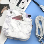 غطاء كامل من الجلد لحقيبة كاميرا FUJIFILM instax mini 11 / 9 / 8 بنقشة الرخام مع حزام