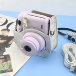 غطاء كامل من الجلد لحقيبة كاميرا FUJIFILM instax mini 11 / 9 / 8 بنقشة الرخام مع حزام