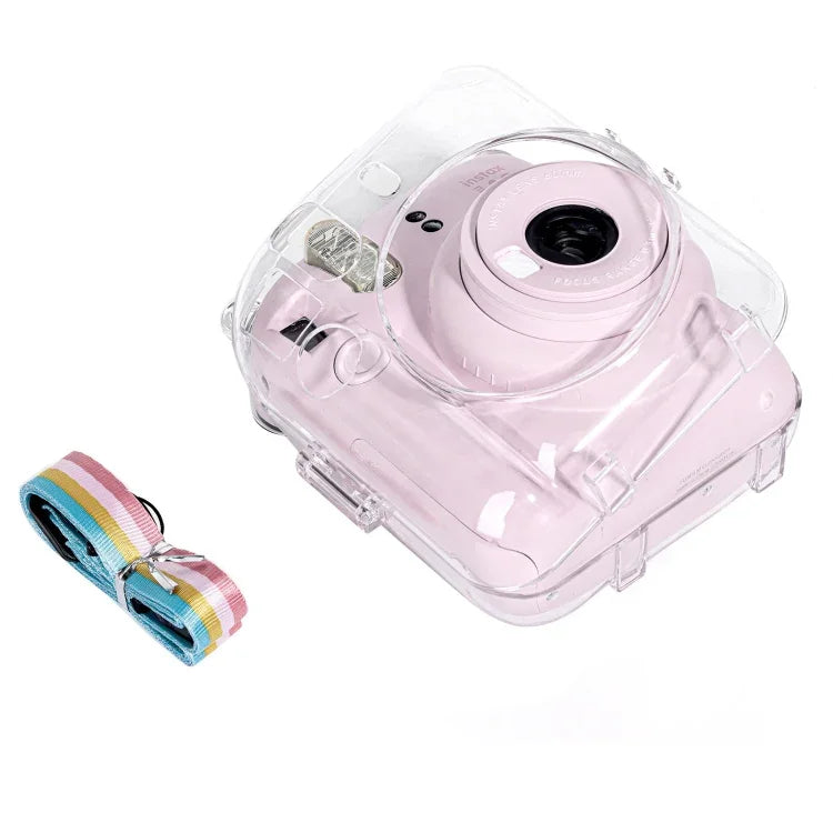 غطاء صلب كريستالي لحقيبة كاميرا FUJIFILM Instax mini 12 مع حزام كتف، لـ FUJIFILM Instax mini 12