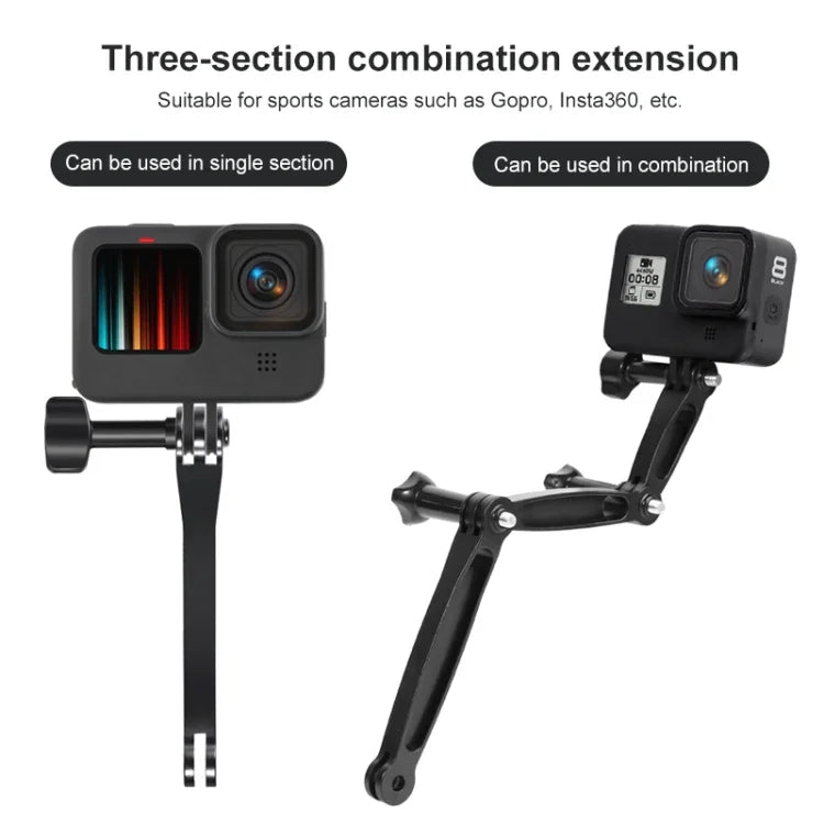 ذراع تمديد قبضة ألومنيوم لكاميرات GoPro، Insta360، DJI وغيرها من كاميرات الأكشن، الطول: 6.8 سم، 6.8 سم