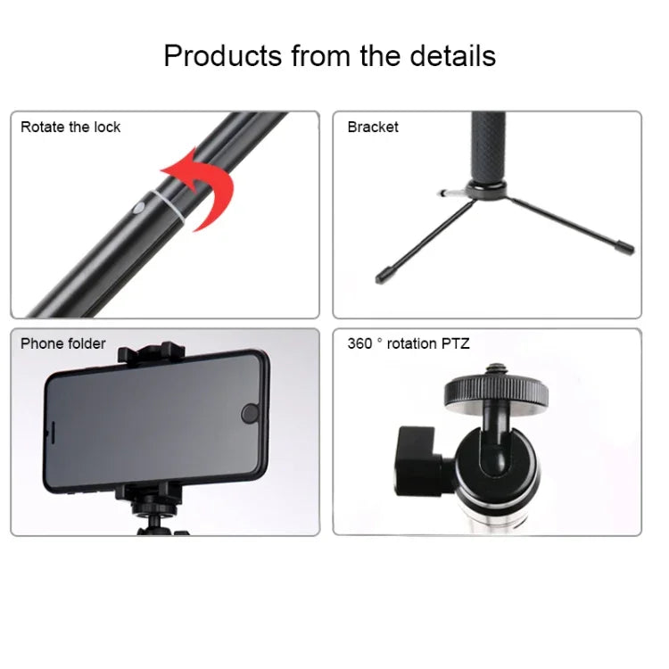حامل حامل ثلاثي القوائم قابل للطي بطول 30-93 سم، عصا سيلفي متعددة الوظائف لكاميرات GoPro، Insta360، DJI وغيرها، وللهواتف، الطول: 30-93 سم