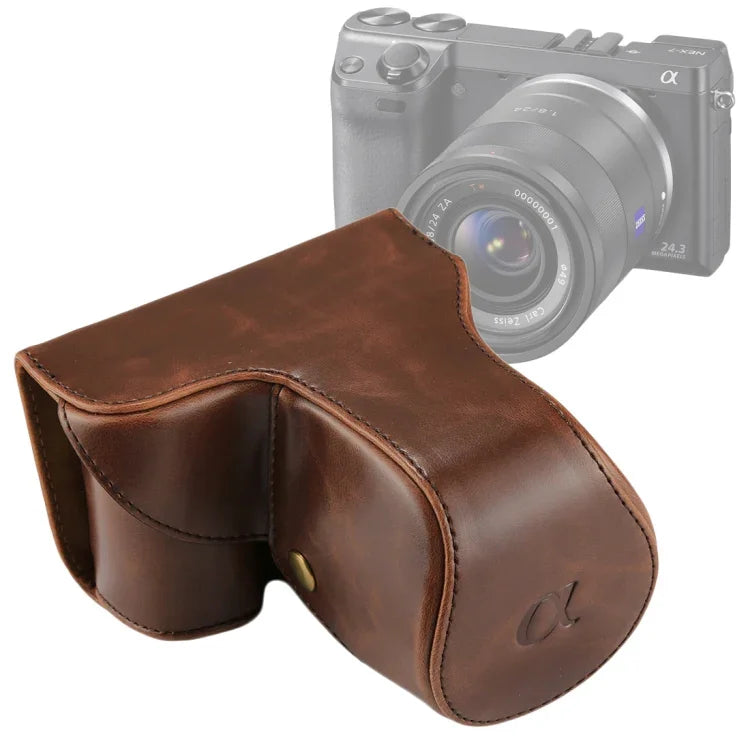 حقيبة كاميرا كاملة من جلد PU مع حزام لكاميرا Sony NEX 7 / F3 (عدسة 18-55 مم)، لكاميرا Sony NEX 7 / F3، لكاميرا Sony NEX 7