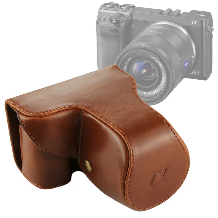 حقيبة كاميرا كاملة من جلد PU مع حزام لكاميرا Sony NEX 7 / F3 (عدسة 18-55 مم)، لكاميرا Sony NEX 7 / F3، لكاميرا Sony NEX 7