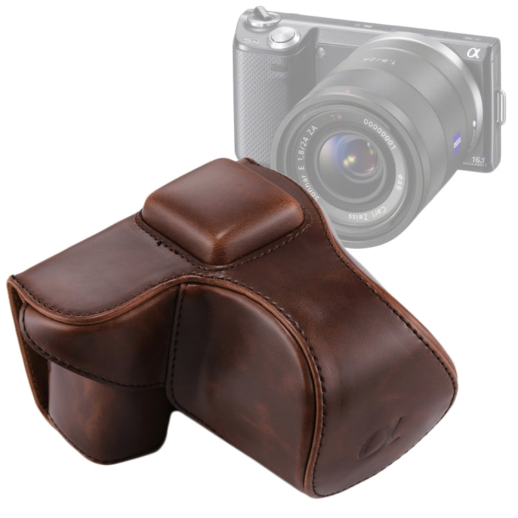 حقيبة كاميرا كاملة من جلد PU مع حزام لكاميرا Sony NEX 5N / 5R / 5T (عدسات 16-50 مم / 18-55 مم)، لكاميرا Sony NEX 5N