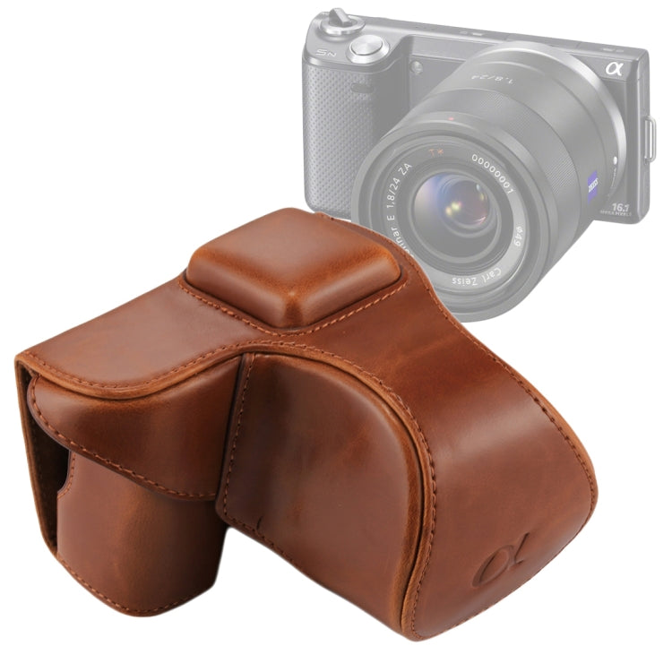 حقيبة كاميرا كاملة من جلد PU مع حزام لكاميرا Sony NEX 5N / 5R / 5T (عدسات 16-50 مم / 18-55 مم)، لكاميرا Sony NEX 5N