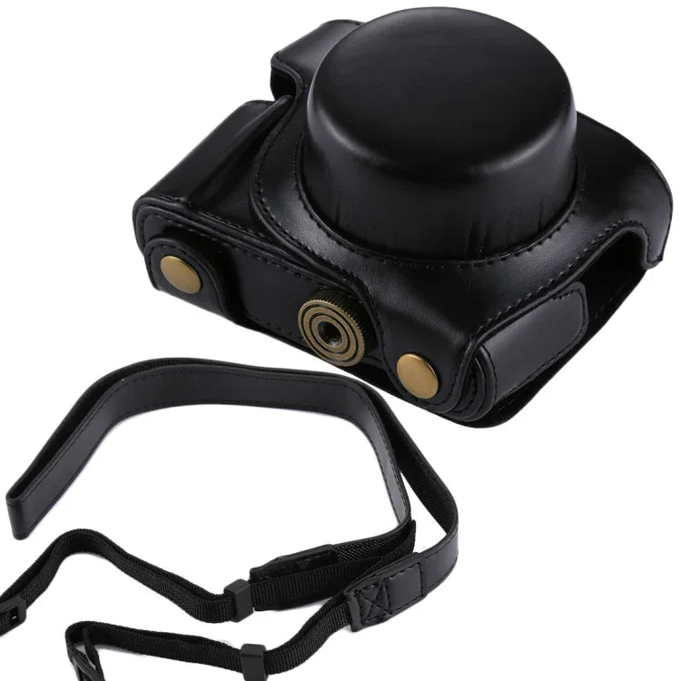 حقيبة كاميرا كاملة من جلد PU مع حزام لكاميرا Panasonic Lumix GF7 / GF8 / GF9 (عدسات 12-32 مم / 14-42 مم)، لكاميرا Lumix GF7