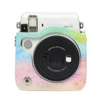 حقيبة واقية من جلد PU بنقشة لوحة زيتية قوس قزح لكاميرا FUJIFILM Instax Mini70، لوحة زيتية قوس قزح
