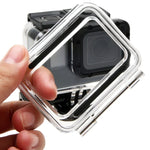 غطاء حماية مقاوم للماء حتى 30م لكاميرا GoPro HERO6 /5 + غطاء خلفي مجوف مع مشبك وحامل أساسي وبرغي، لا حاجة لفك العدسة (GP413)، غطاء حماية + غطاء خلفي