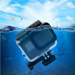 غطاء حماية مقاوم للماء حتى 30م لكاميرا GoPro HERO6 /5 + غطاء خلفي مجوف مع مشبك وحامل أساسي وبرغي، لا حاجة لفك العدسة (GP413)، غطاء حماية + غطاء خلفي