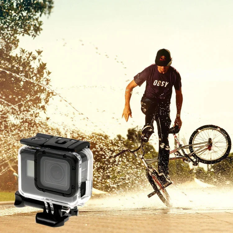 غطاء حماية هيكل عظمي لكاميرا GoPro HERO6 /5 + غطاء خلفي مجوف مع مشبك وقاعدة تثبيت أساسية ومسمار، لا حاجة لفك العدسة، غطاء خلفي مجوف