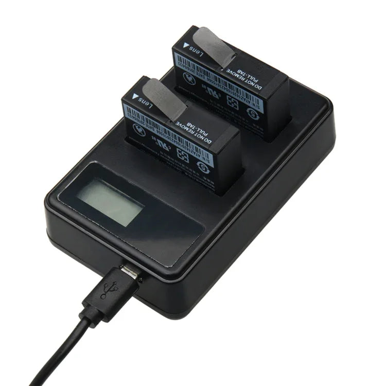 شاحن بطاريات مزدوج بشاشة LCD مع كابل USB لكاميرا Xiaoyi 4K الرياضية، يعرض سعة الشحن (XM47)، شاحن بطارية بشاشة LCD