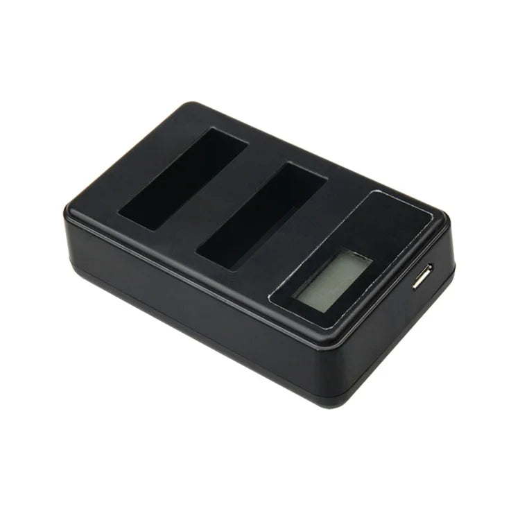 شاحن بطاريات مزدوج بشاشة LCD مع كابل USB لكاميرا Xiaoyi 4K الرياضية، يعرض سعة الشحن (XM47)، شاحن بطارية بشاشة LCD