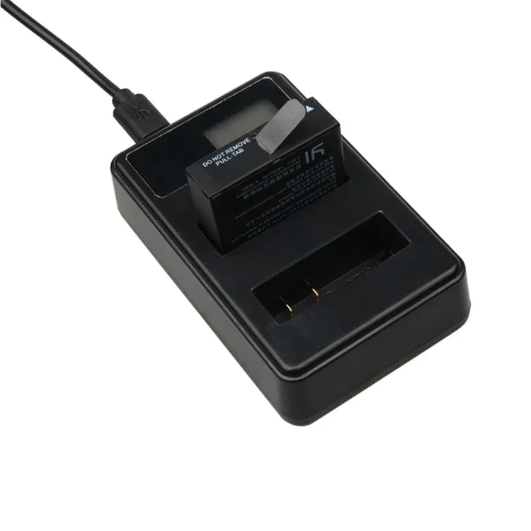 شاحن بطاريات مزدوج بشاشة LCD مع كابل USB لكاميرا Xiaoyi 4K الرياضية، يعرض سعة الشحن (XM47)، شاحن بطارية بشاشة LCD