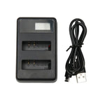 شاحن بطاريات مزدوج بشاشة LCD مع كابل USB لكاميرا Xiaoyi 4K الرياضية، يعرض سعة الشحن (XM47)، شاحن بطارية بشاشة LCD