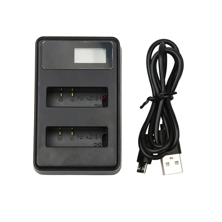 شاحن بطاريات مزدوج بشاشة LCD مع كابل USB لكاميرا Xiaoyi 4K الرياضية، يعرض سعة الشحن (XM47)، شاحن بطارية بشاشة LCD