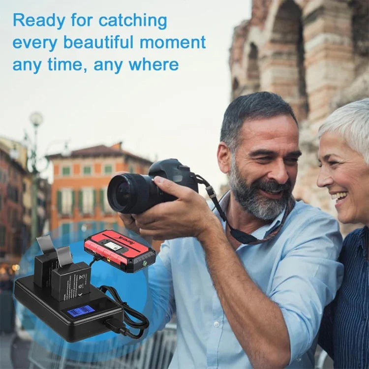 شاحن بطاريات مزدوج بشاشة LCD لطرازات SJCAM SJ7000 / SJ6000 / SJ5000 / SJ4000، يعرض سعة الشحن، لطراز SJCAM SJ7000