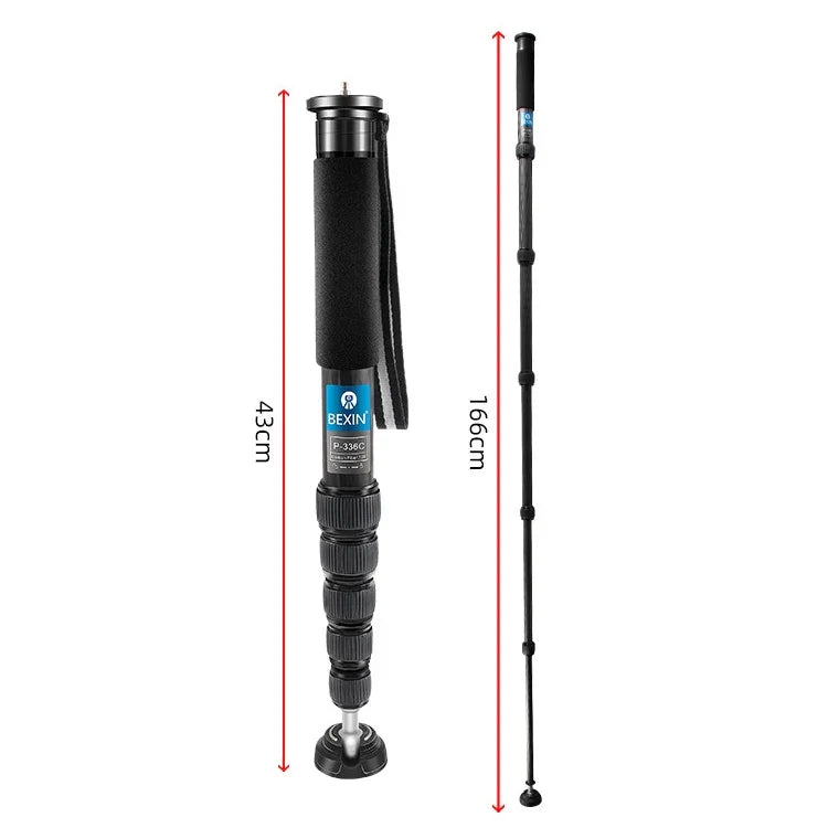 حامل عصا أحادية ألياف الكربون كاميرا BEXIN P336C للسفر والبث المباشر، P336C