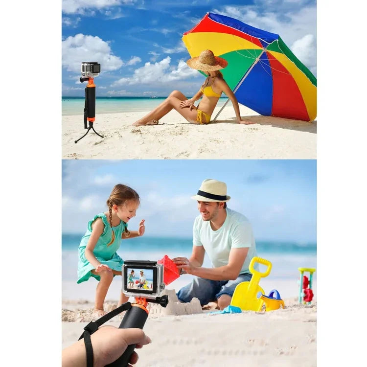 مقبض عائم مع حامل ثلاثي القوائم وحزام مضاد للضياع قابل للتعديل لكاميرات GoPro وInsta360 وDJI وغيرها من كاميرات الأكشن، حامل ثلاثي القوائم