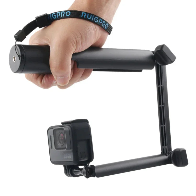 عصا سيلفي أحادية القاعدة 3 اتجاهات + حامل سحري لكاميرات GoPro وInsta360 وDJI وغيرها من كاميرات الأكشن، الطول: 24.5-63 سم، الطول: 24.5-63 سم (أسود)
