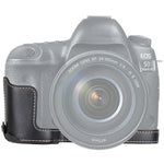قاعدة حقيبة كاميرا نصفية من جلد PU بخيط 1/4 بوصة لكاميرات كانون EOS 5D Mark IV / 5D Mark III، لكاميرا كانون 5D4