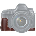 قاعدة حقيبة كاميرا نصفية من جلد PU بخيط 1/4 بوصة لكاميرات كانون EOS 5D Mark IV / 5D Mark III، لكاميرا كانون 5D4