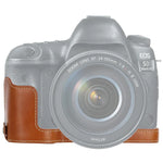 قاعدة حقيبة كاميرا نصفية من جلد PU بخيط 1/4 بوصة لكاميرات كانون EOS 5D Mark IV / 5D Mark III، لكاميرا كانون 5D4