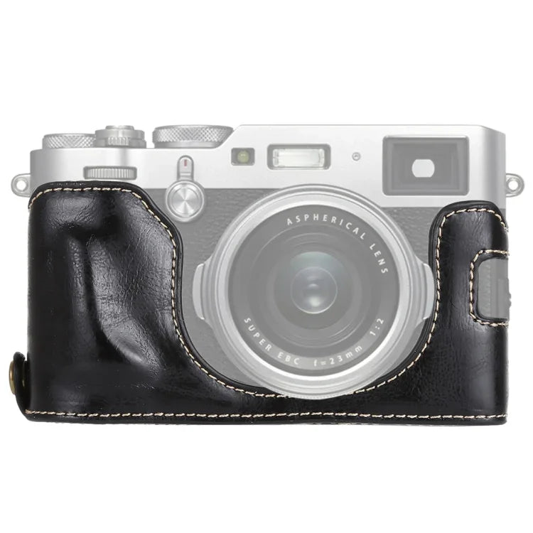 قاعدة حقيبة كاميرا نصفية من جلد PU بخيط 1/4 بوصة لكاميرا FUJIFILM X100F، لـ FUJIFILM X100F