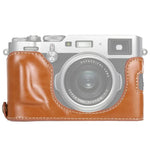 قاعدة حقيبة كاميرا نصفية من جلد PU بخيط 1/4 بوصة لكاميرا FUJIFILM X100F، لـ FUJIFILM X100F