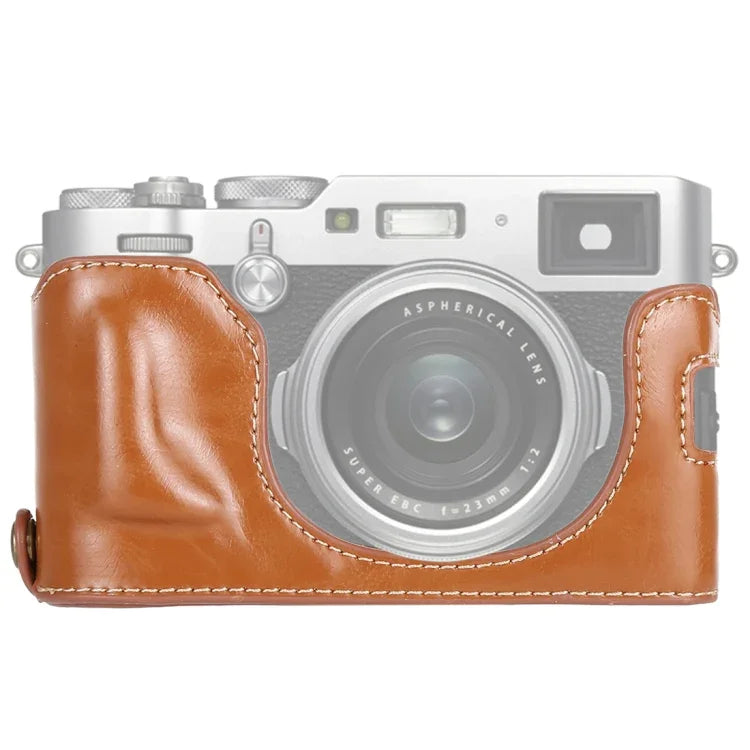 قاعدة حقيبة كاميرا نصفية من جلد PU بخيط 1/4 بوصة لكاميرا FUJIFILM X100F، لـ FUJIFILM X100F