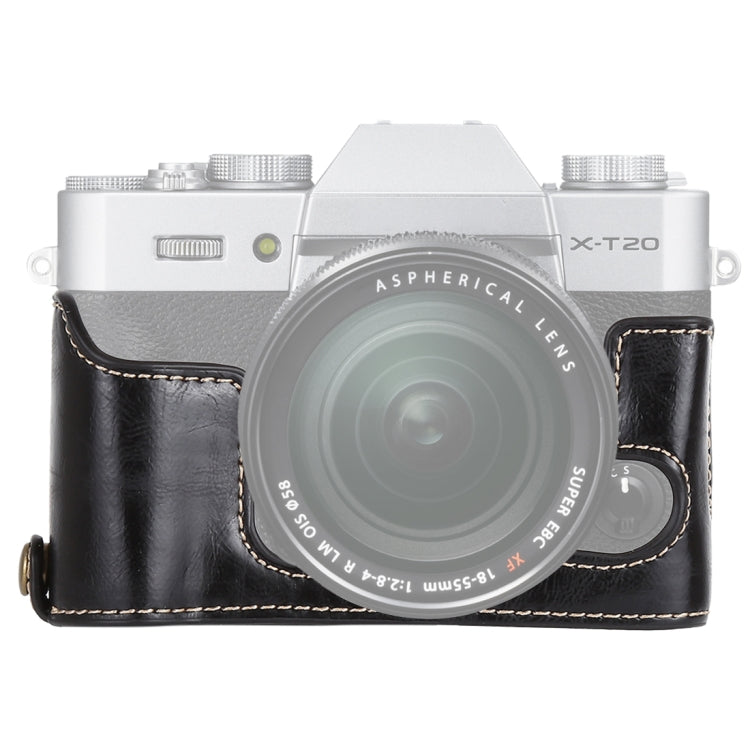 قاعدة نصف غلاف كاميرا من جلد PU بخيط 1/4 بوصة لكاميرا FUJIFILM X-T10 / X-T20، لـ FUJIFILM XT10، لـ FUJIFILM XT10