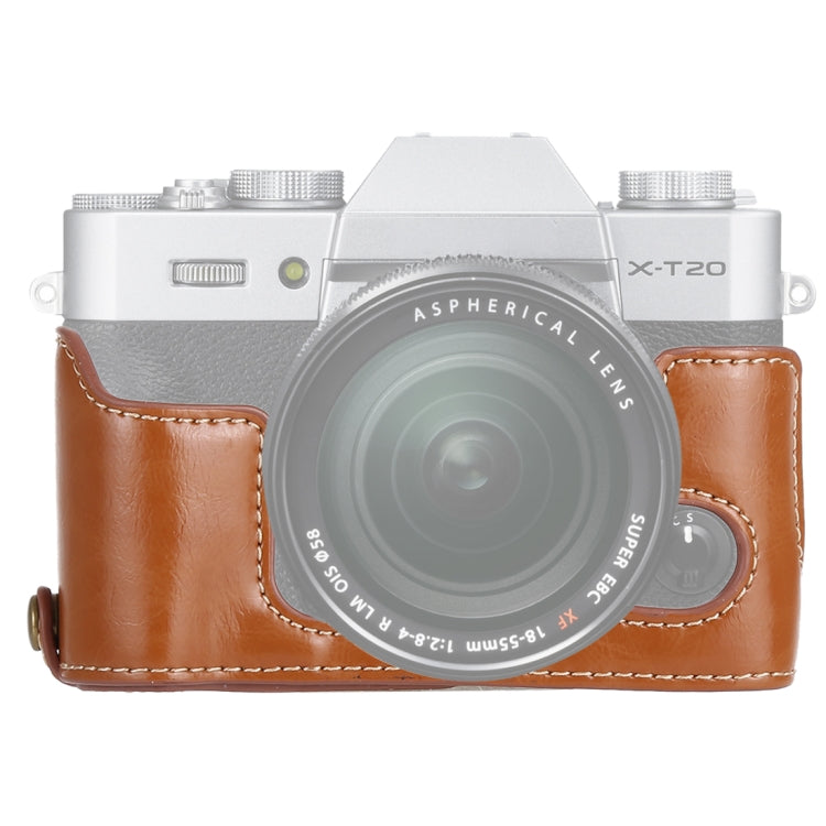قاعدة نصف غلاف كاميرا من جلد PU بخيط 1/4 بوصة لكاميرا FUJIFILM X-T10 / X-T20، لـ FUJIFILM XT10، لـ FUJIFILM XT10