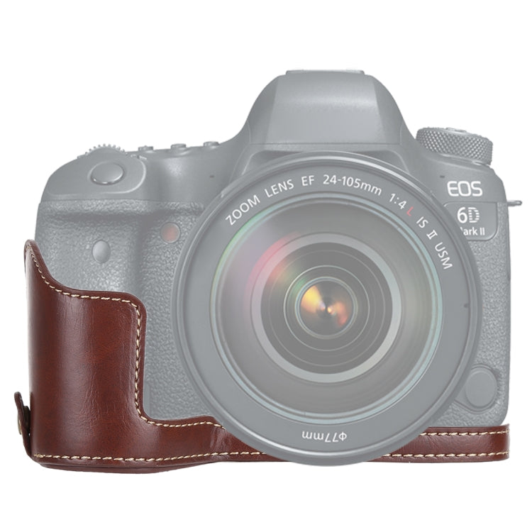 قاعدة نصف غلاف كاميرا من جلد PU بخيط 1/4 بوصة لكاميرا Canon EOS 6D / 6D Mark II، لـ Canon 6D2