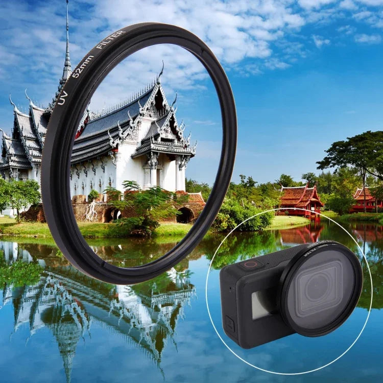 فلتر عدسة UV دائري 3 في 1 مقاس 52 مم مع غطاء لكاميرات GoPro HERO7 Black/6/5، فلتر عدسة UV 52 مم