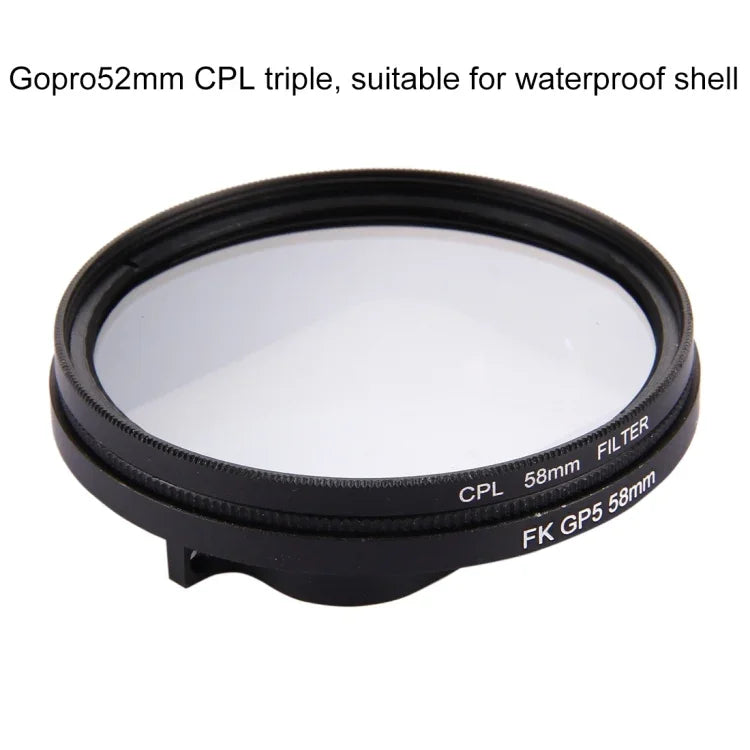فلتر عدسة CPL دائري 3 في 1 بحجم 58 مم مع غطاء لكاميرا GoPro HERO7 Black/6 /5، فلتر عدسة CPL بحجم 58 مم