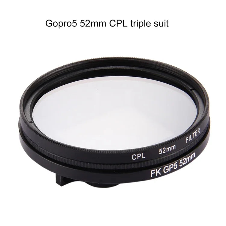 فلتر عدسة CPL دائري 3 في 1 مقاس 52مم مع غطاء لكاميرات GoPro HERO7 Black/6 /5، فلتر عدسة CPL 52مم